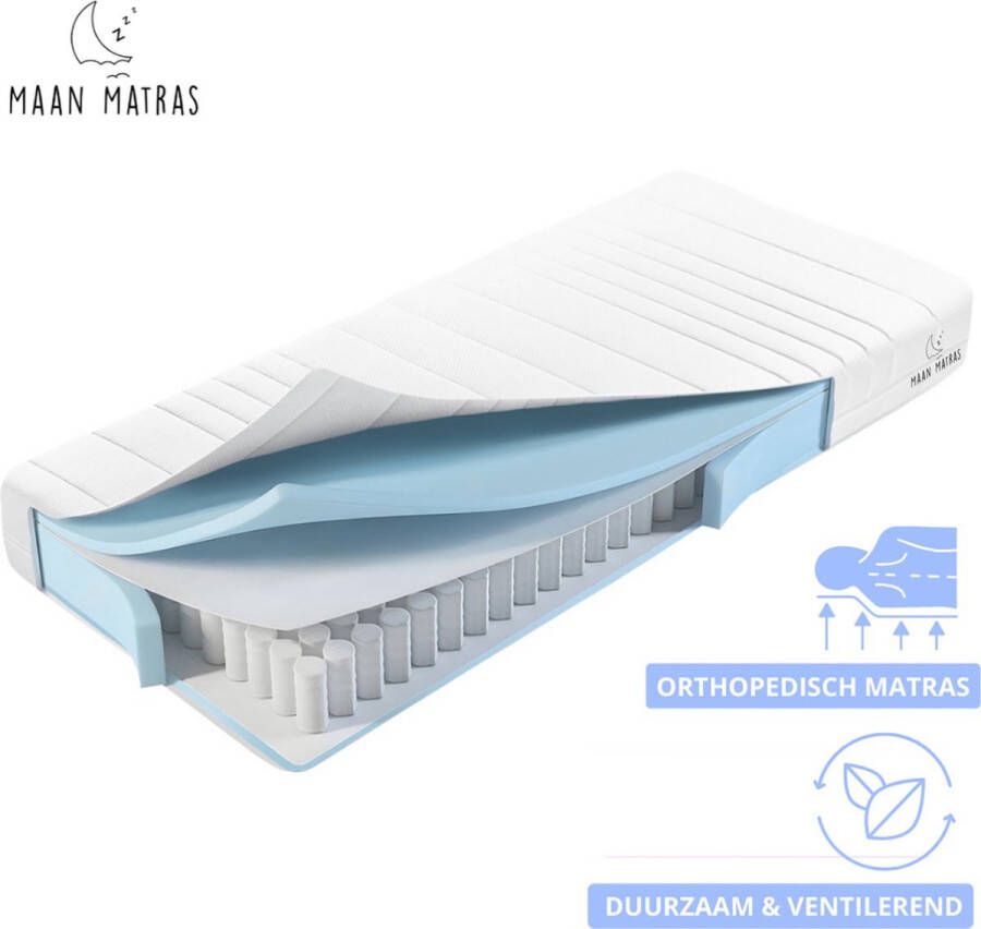 Maan matras 140 x 200 cm Hybrid Pocketvering 7 Comfortzones 25 cm dik Matras van hotel kwaliteit Gratis retourneren Duurzaam Anti bacterieel Ergonomisch & Hygiënisch