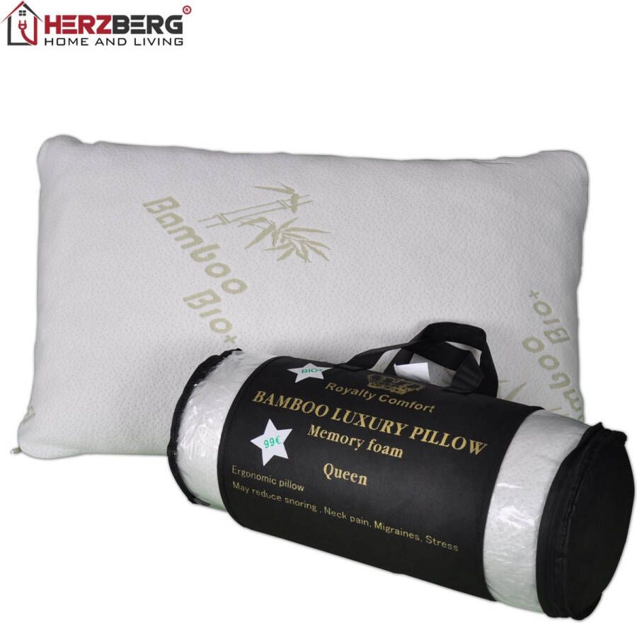 MaatShopXL Royalty Comfort HG-5076BM: Bamboo Luxury Pillow with Ergonomic Memory Foam Queen