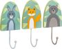 MaBroox Dieren kinderkapstok Voor kinderen Kledinghaken garderobehaken houten wandhaken kleefhaken - Thumbnail 2