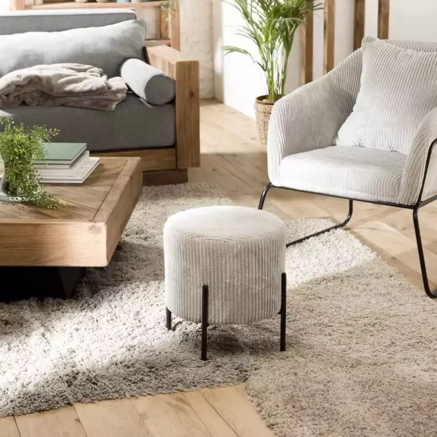 Macabane ALBANE Ronde kruk in fluwelen stof 36x36x42cm