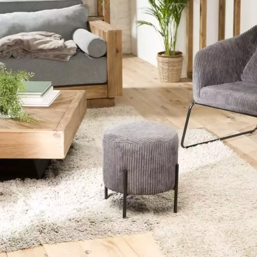 Macabane ALBANE Ronde kruk in fluwelen stof 36x36x42cm
