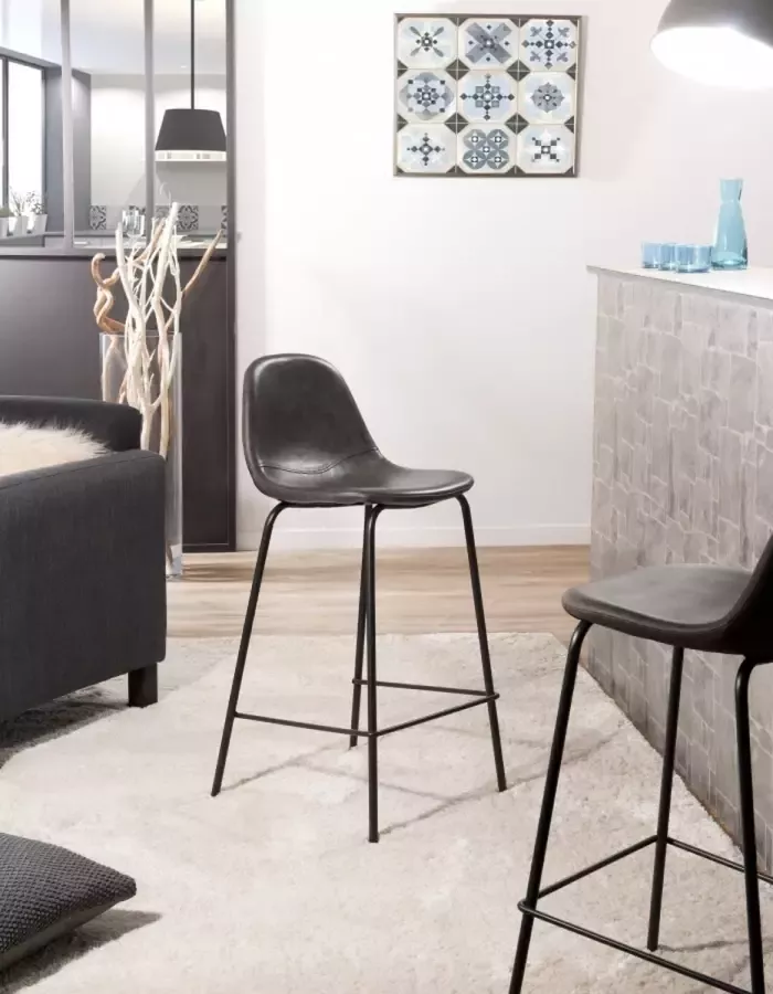 Macabane AUGUSTIN Set van 2 zwarte barkrukken zithoogte 65 cm 41x45x87cm