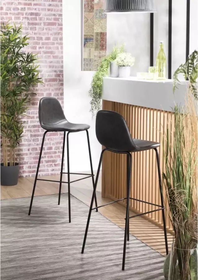 Macabane AUGUSTIN Set van 2 zwarte barkrukken zithoogte 80 cm 44.5x46x103cm