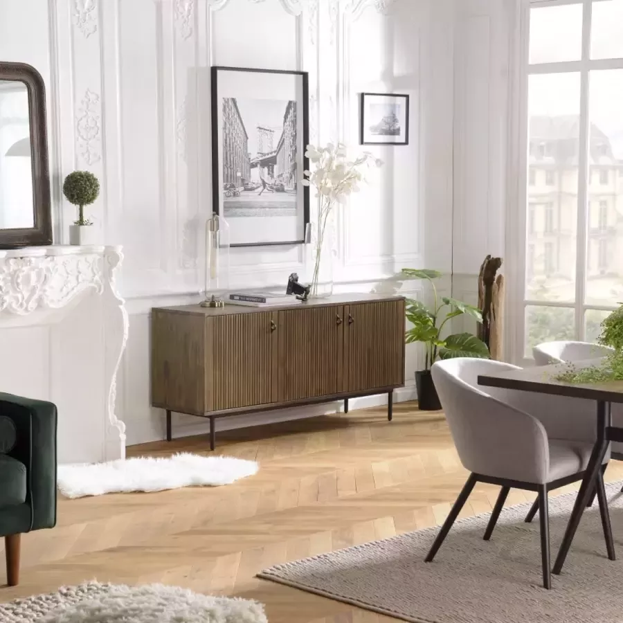 Macabane ERNESTO 3 deurs dressoir in acaciahout 160x45x75.5cm