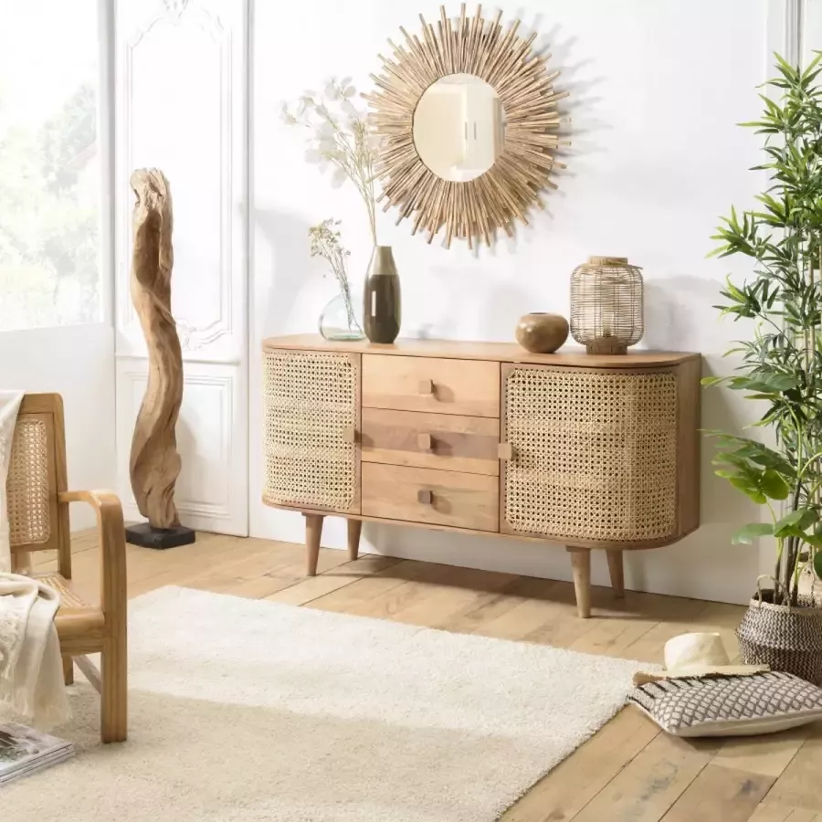 Macabane ISA Dressoir bruin 2 deuren 3 laden 160x45.5x85cm