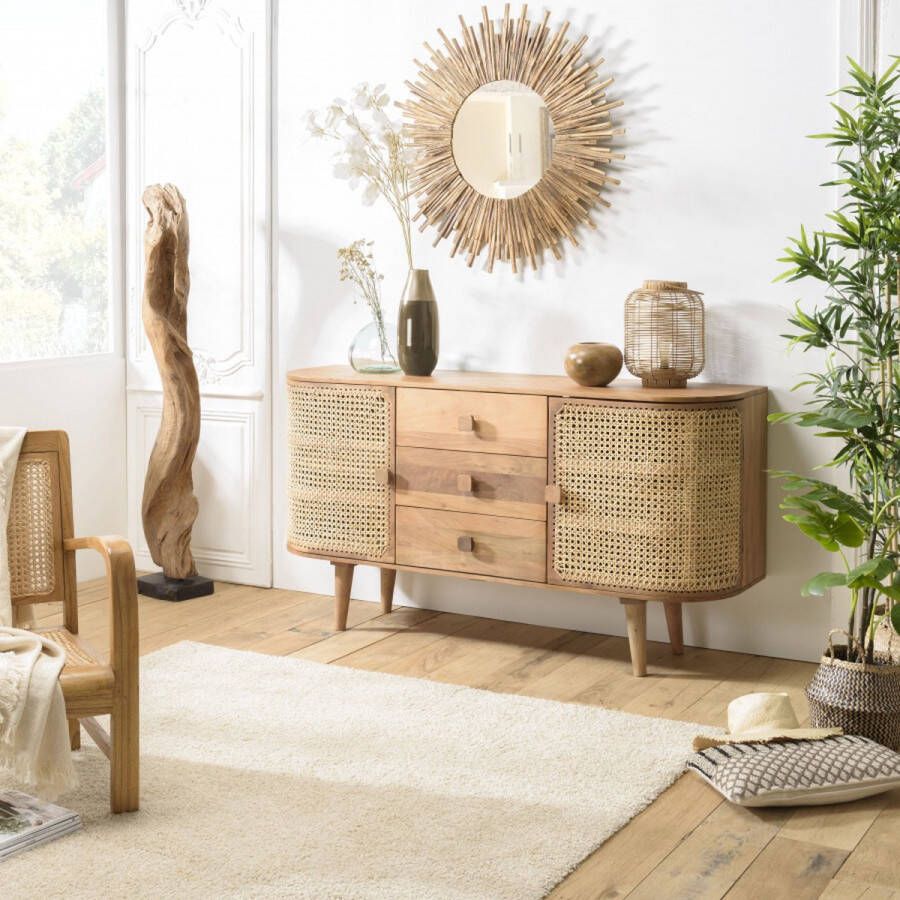 Macabane ISA Dressoir bruin 2 deuren 3 laden 160x45.5x85cm