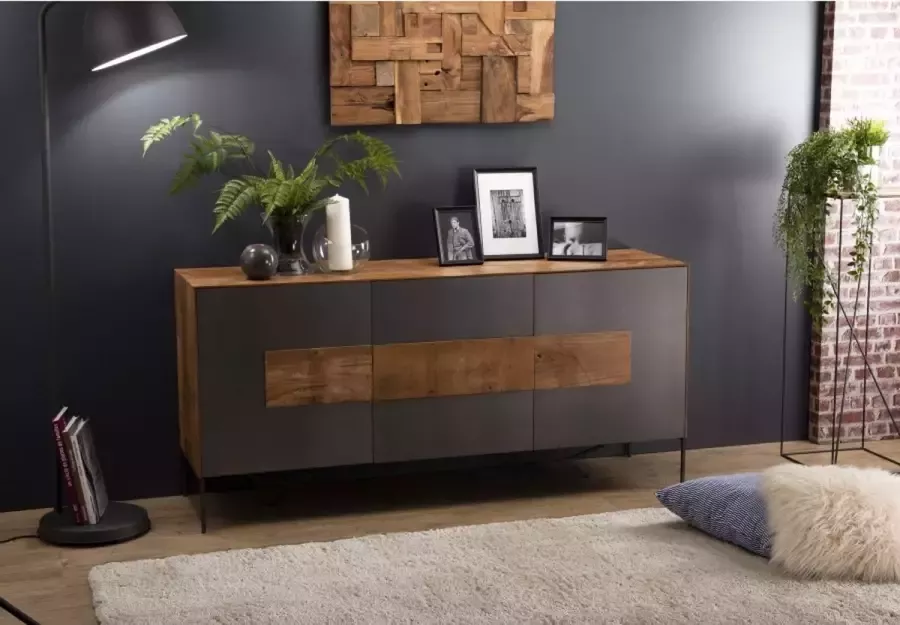 Macabane MADISON Dressoir 2 deuren 3 laden teak 167x45x78cm