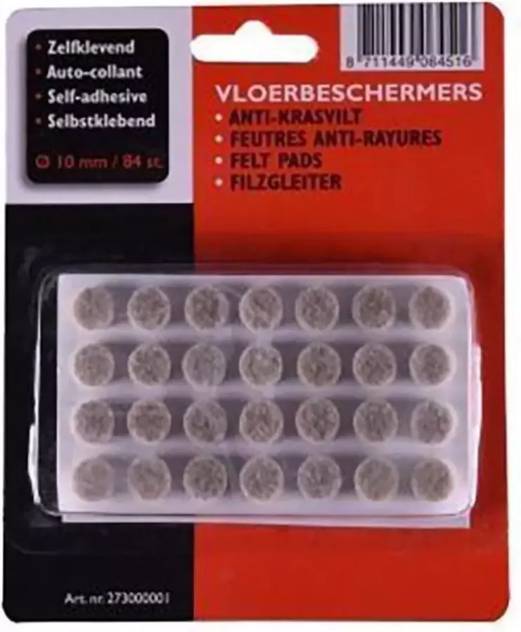 MacLean Anti Krasvilt Antikrasvilt rond Zelfklevend Vloerbeschermers 10mm 84 Stuks per set