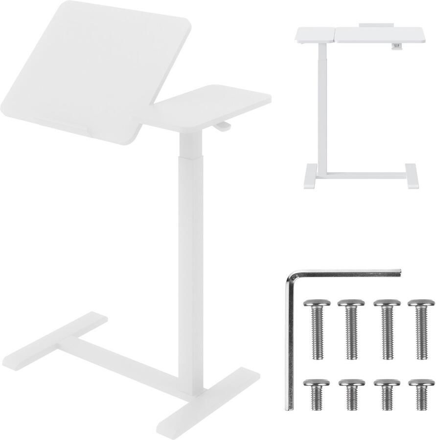 Maclean Laptopbureau Zit sta bureau mobiele bureau- laptopstandaard hoogteverstelling 76-109 cm max. 30 kg MC-120 W Wit