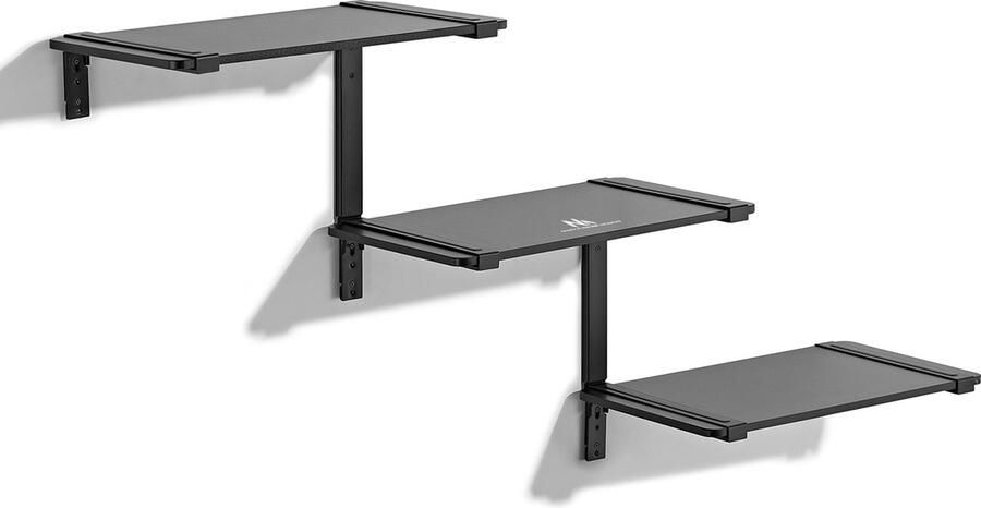 Maclean Plank wandplank Modulaire legplanken met drie etages max. 30 kg MC-974 Zwart