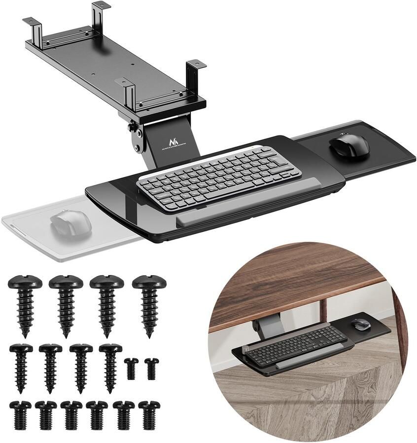 Maclean Toetsenbordhouder voor onder het bureau verstelbaar max. 5kg zwart MC-156 B