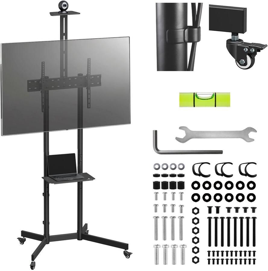 Maclean TV-standaard trolley camera plank op wielen 37-70 max. belasting 45kg 5kg plank max. VESA 600x400 MC-113 B