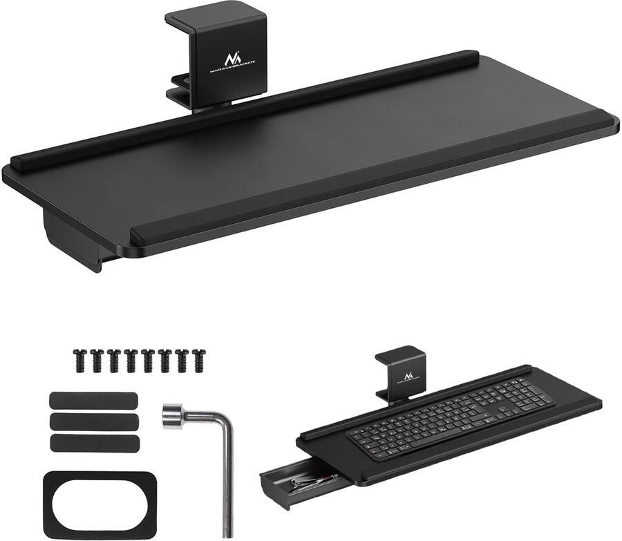 Maclean undesk toetsenbordhouder max. belasting 5kg horizontaal en verticaal verstelbaar zwart MC-108 B