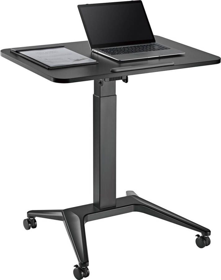 Maclean zit-sta bureau laptoptafel Verrijdbaar laptop bureau hoogteverstelling 80x52cm 8kg max 109cm MC-453B Zwart