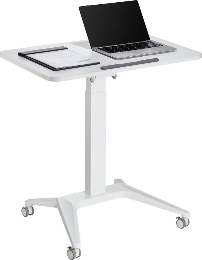 MacLean Verrijdbaar laptop bureau hoogteverstelling 80x52cm 8kg max 109cm MC-453W Wit