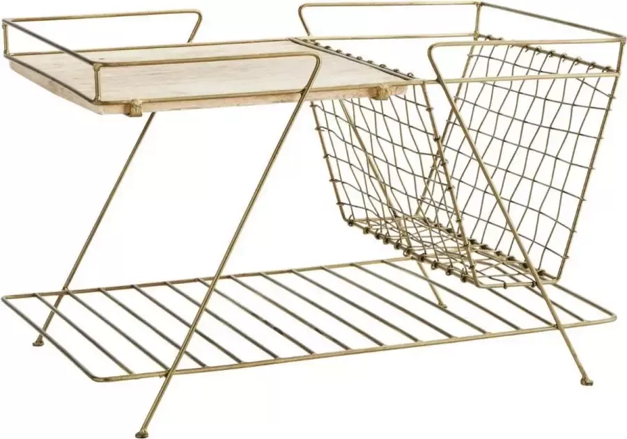 Madam Stoltz bijzettafel magazine antiek brass 33 x 51 x 33