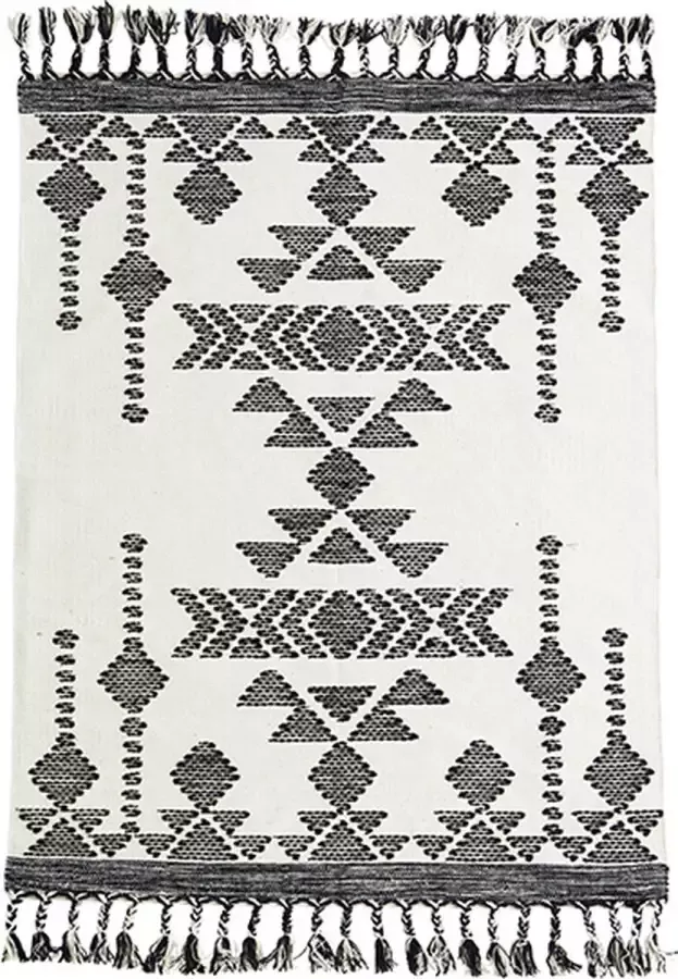 Madam Stoltz -collectieVloerkleed handgeweven wit-zwart