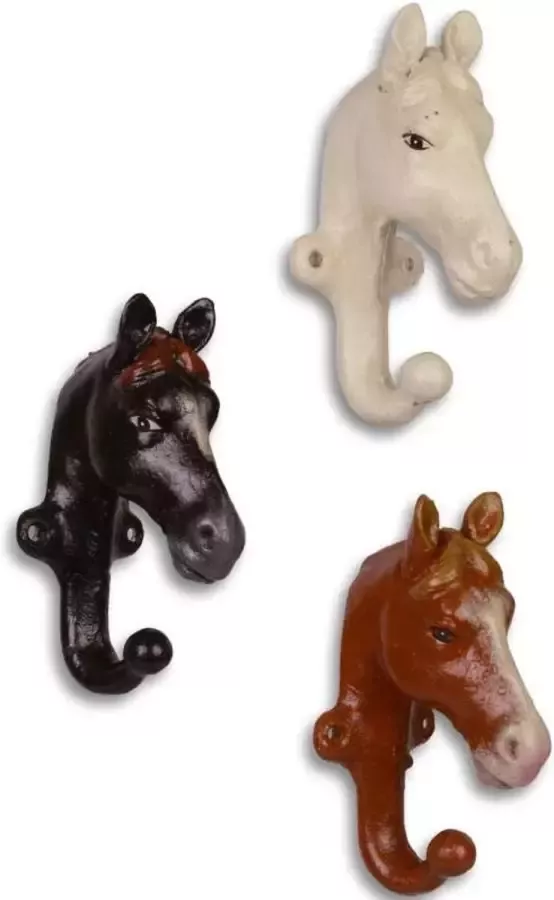 MadDeco Gietijzeren wandhaken paardenhoofden paard paarden gietijzer