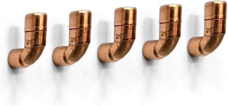 Made by de l'Orme Koperen kapstokhaken (set van 5) Wandhaak Muurhaak Ophanghaak Handdoekhaak