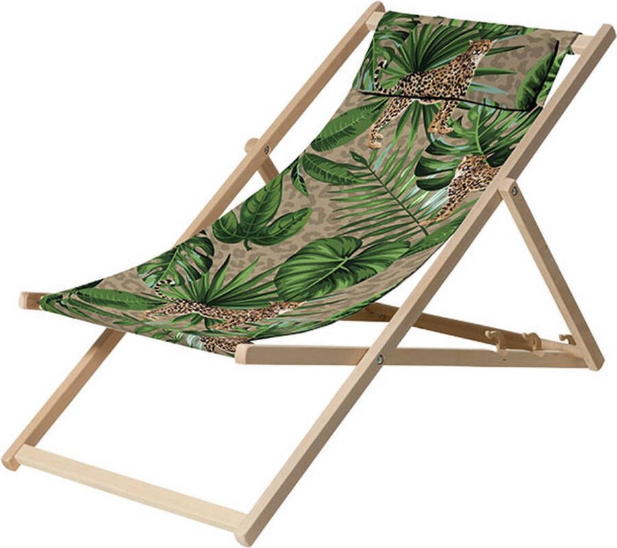 Madison Houten Strandstoel Lenny Taupe Opvouwbaar 90x55x87cm Tuinstoel Klapstoel Taupe
