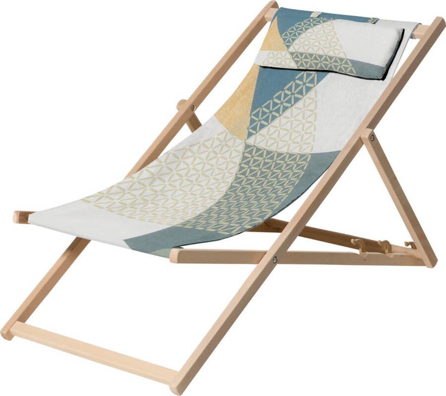 Madison Houten Strandstoel Triangle Green Groen Opvouwbaar 90x55x87cm Tuinstoel Klapstoel