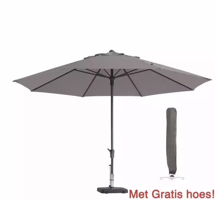 Madison Parasol Rond 400 cm Taupe met hoes Topkwaliteit parasol