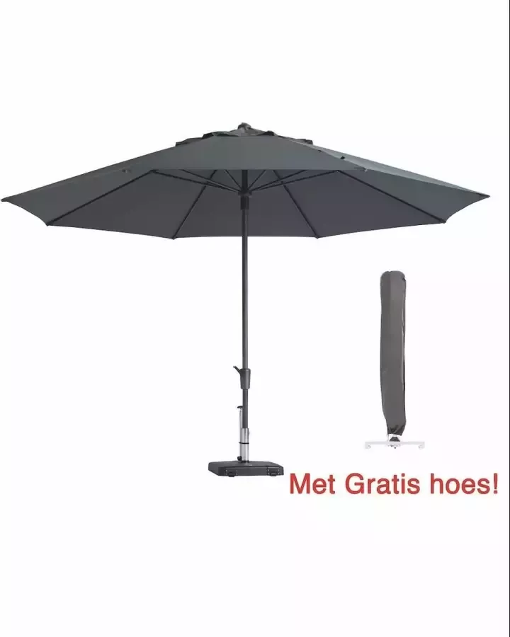 Madison Parasol Rond Grijs 400 cm met hoes Topkwaliteit parasol