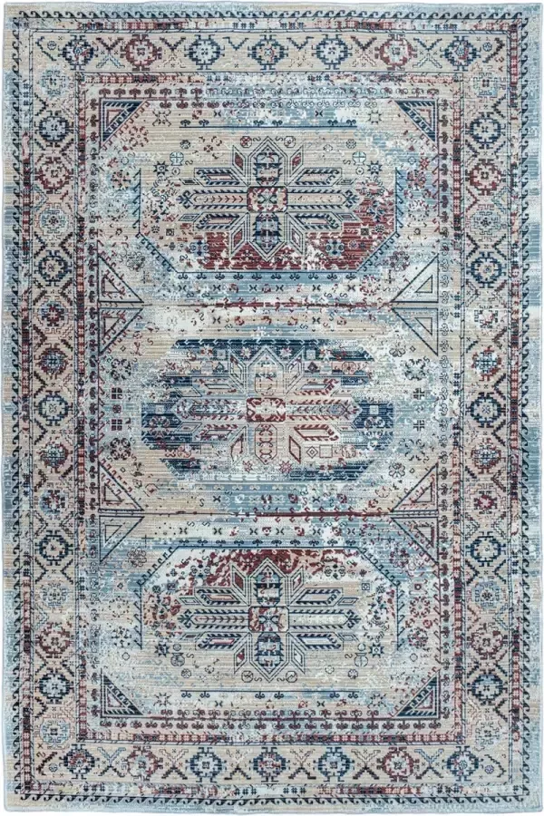 Madival Perzisch Tapijt Groen ''Rhagael'' Vintage Vloerkleed Multi Mintgroen Terracotta Taupe 160 x 230 cm
