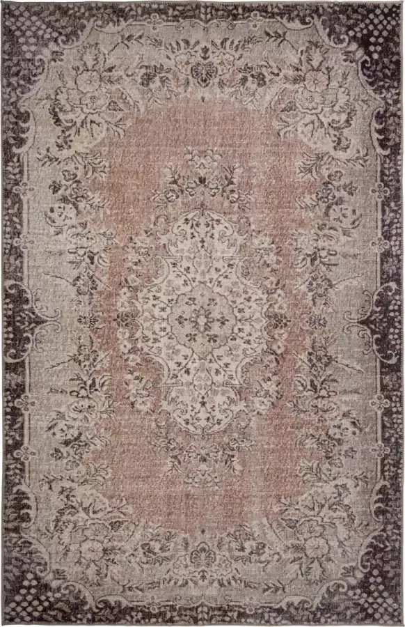 Madival Vintage Laagpolig Vloerkleed van Amy's Perzisch Tapijt met Oosterse motieven in de kleur Bruin Taupe 200x290 cm