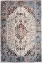 Madival Vintage Laagpolig Vloerkleed Madacara Perzisch Tapijt met Oosterse motieven in de kleur Crème Blauw met Terracotta accenten 200x290 cm - Thumbnail 2