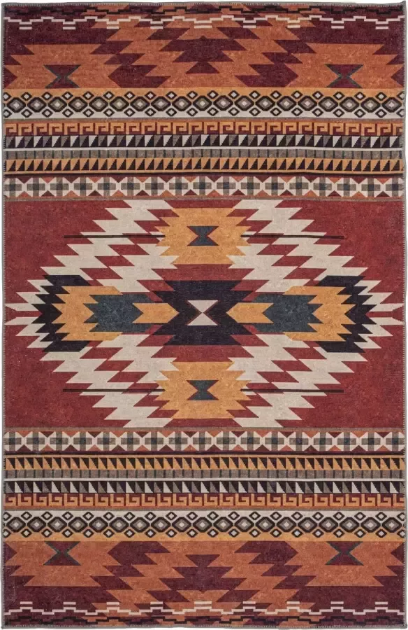 Madival Vintage Vloerkleed Laagpolig Molly Bohemien Stijl in Rood Terracotta 160x230 cm