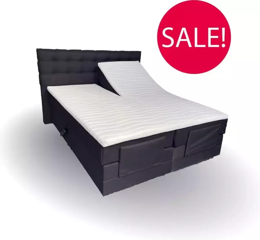 Magazijnenverkoop.nl Elektrische boxspring A250 180x210 Incl. pocketvering matrassen en topper Antraciet