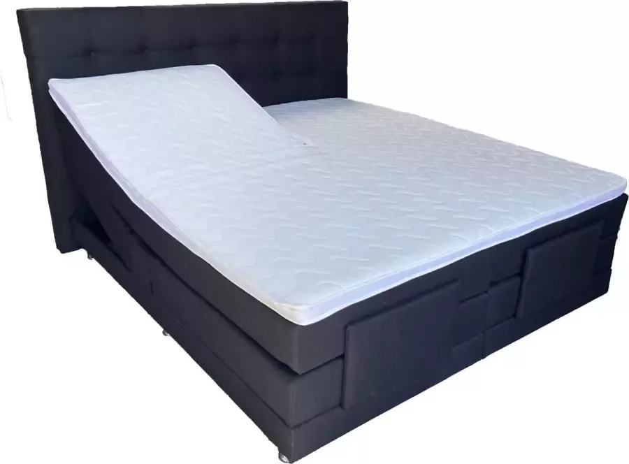 Magazijnenverkoop.nl Elektrische boxspring Helsinki 180x200 cm Incl. pocketvering matrassen en topper Antraciet
