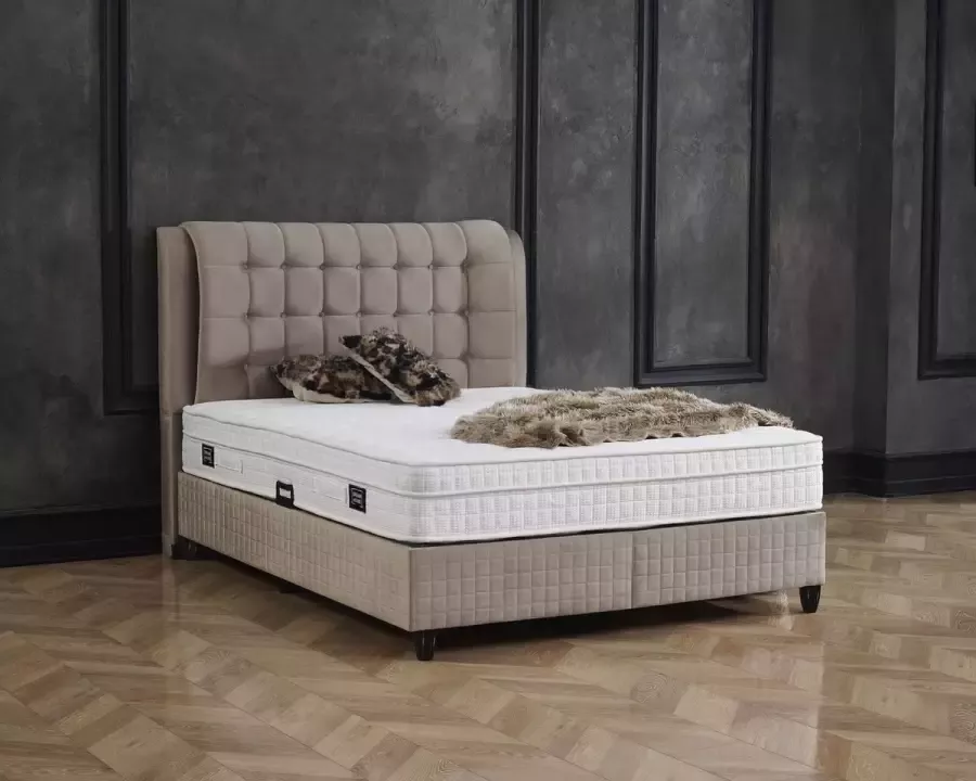 Magazijnenverkoop.nl San Diego Boxspring met Opbergruimte – Bed 160 x 200 cm Taupe