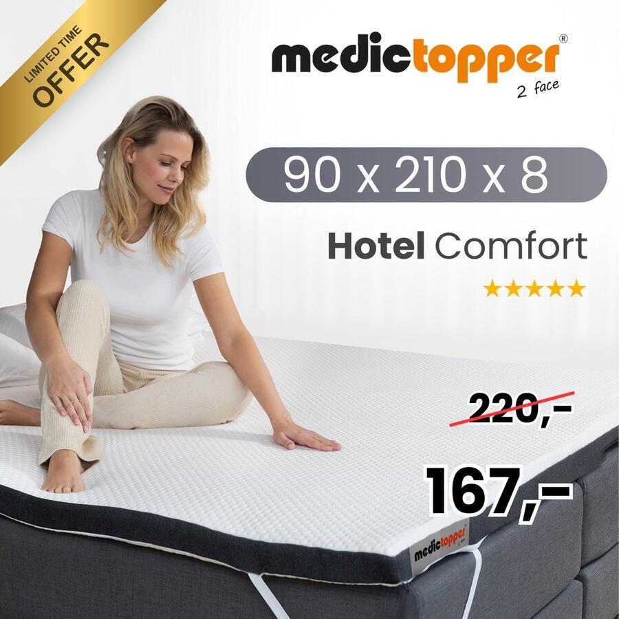 MedicTopper Medic Topper 90x210 cm Luxe Topdekmatras met Verkoelende Gel en Traagschuim voor Ultiem Slaapcomfort en Rugpijnverlichting Ideaal als Matrasbeschermer voor elke Slaapkamer Topper 90 x 210 x 7 cm - Foto 2