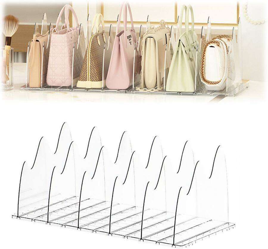 MAGICSHE Plankverdelers Kledingkast Transparant Kast Organizer Boekensteun Verstelbare Kastverdeler Voor Clutch Draagtassen Boeken 6 Verdelers