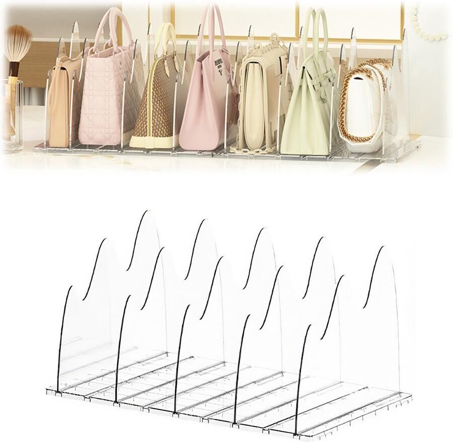 MAGICSHE Plankverdelers Kledingkast Transparant Kast Organizer Boekensteun Verstelbare Kastverdeler Voor Clutch Draagtassen Boeken 5 Verdelers