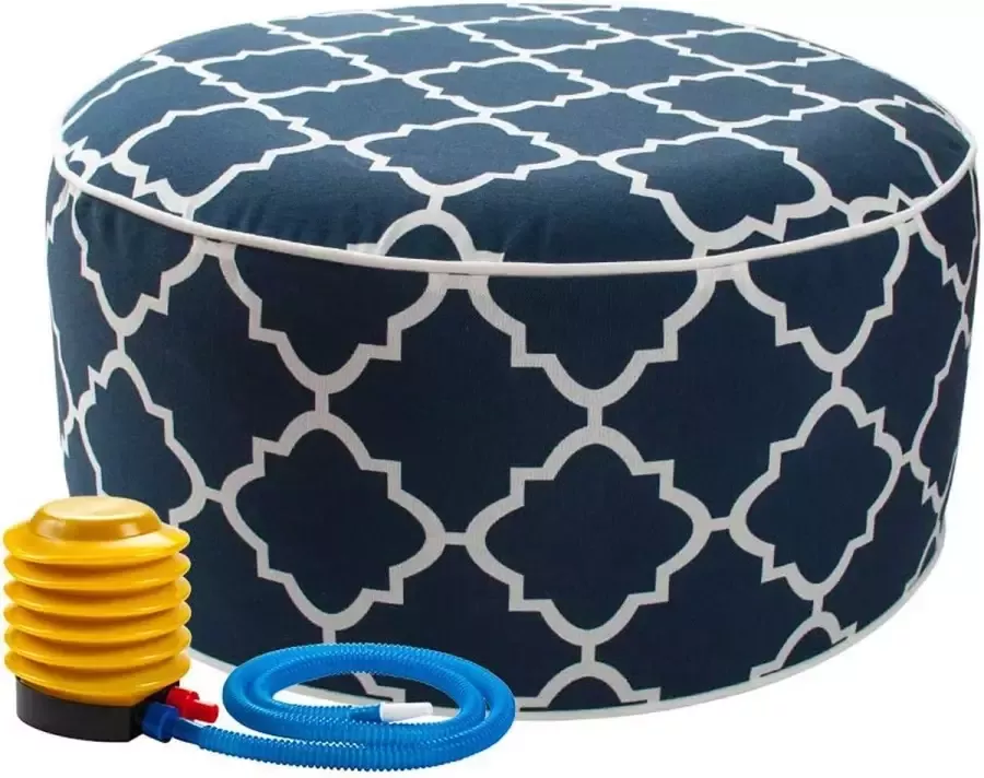 Magpie Opblaasbare zit Ottoman-Kleurrijke kruk Binnen en Buiten -50 * 23 cm Gebreide kruk Waterdicht gemaakt van Polyester en PVC voor Tuin Zwembad Woonkamer