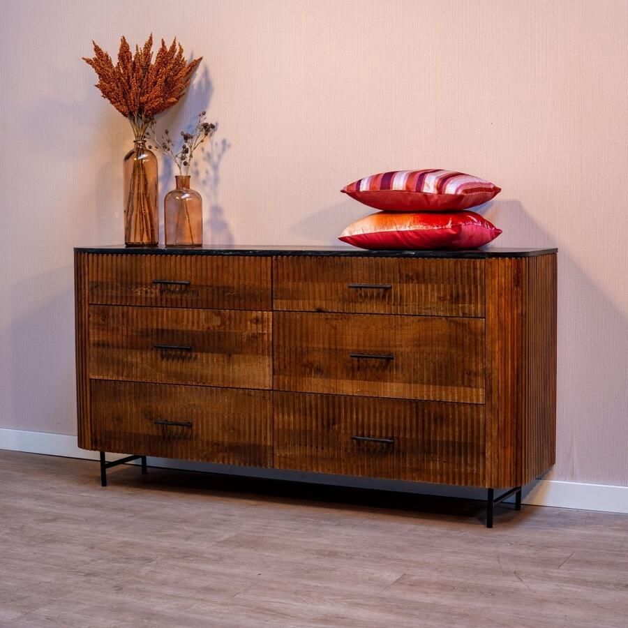 Mahom Mangohouten Dressoir Austin 175 cm Industrieel Dressoir van Mangohout & Metaal Industriële Dressoir