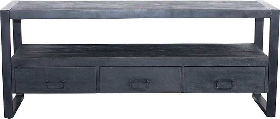 Mahom Mangohouten TV Meubel Fresno Black 150 cm Industrieel TV Meubel van Mangohout & Metaal Industriële TV Meubel