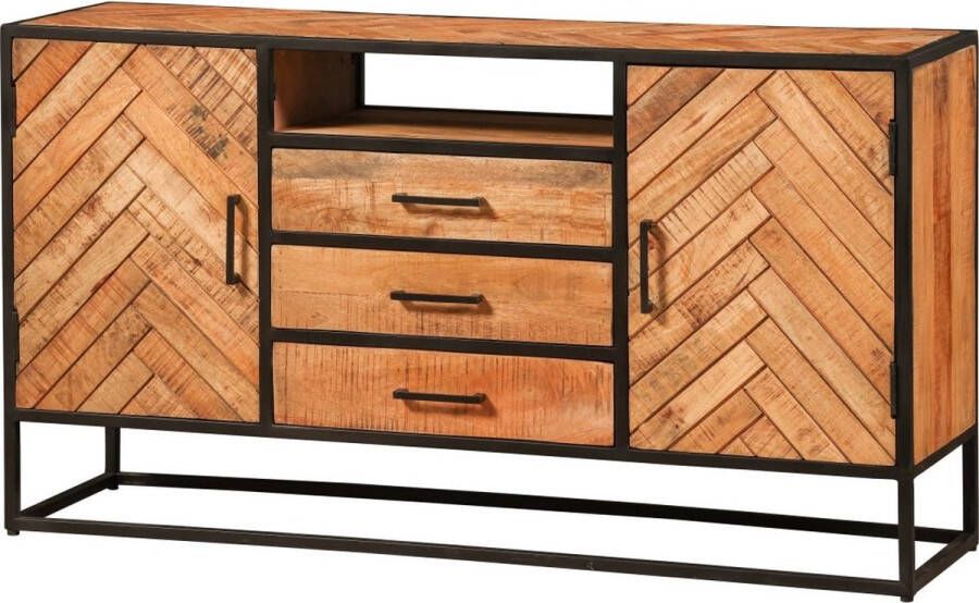 Mahom Mangohouten Dressoir Toronto 145x80 cm Industrieel Dressoir van Mangohout & Metaal Industriële Dressoir