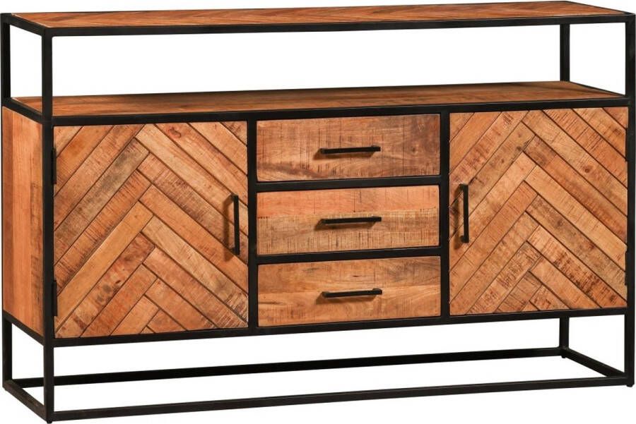 Mahom Mangohouten Dressoir Toronto 145x90 cm Industrieel Dressoir van Mangohout & Metaal Industriële Dressoir