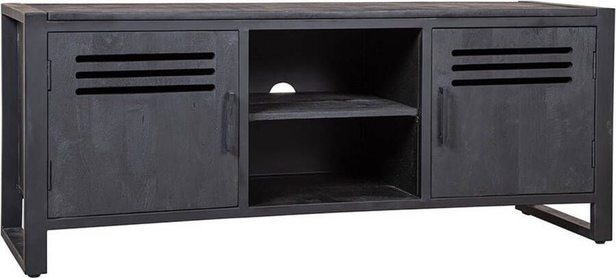 Mahom Mangohouten TV Meubel Henderson Black 150 cm Industrieel TV Meubel van Mangohout & Metaal Industriële TV Meubel