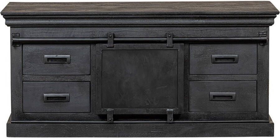 Mahom Mangohouten TV Meubel Portland Black 120 cm Industrieel TV Meubel van Mangohout & Metaal Industriële TV Meubel