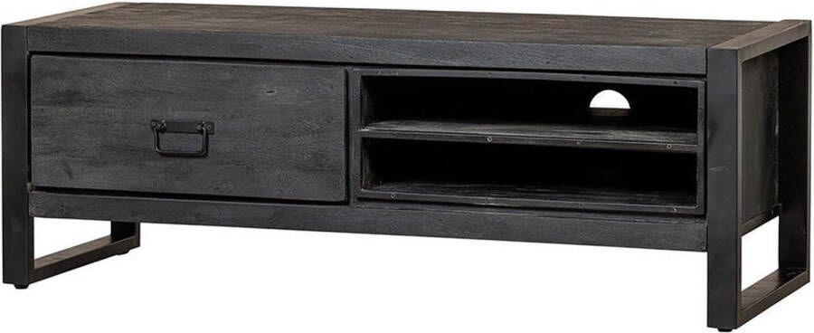 Mahom Mangohouten TV meubel Stockton Black 130 cm Industrieel TV Meubel van Mangohout & Metaal Industriële TV Meubel