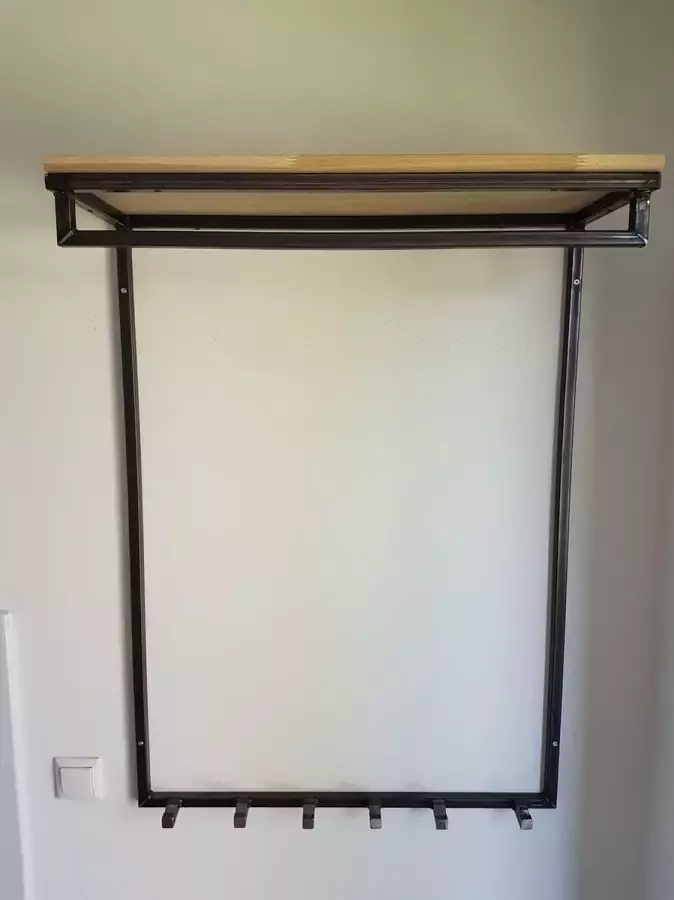 Maikku Kapstok Grote Industriële Kapstok Eikenhout Zwart Frame 80cm breed x 110cm hoog