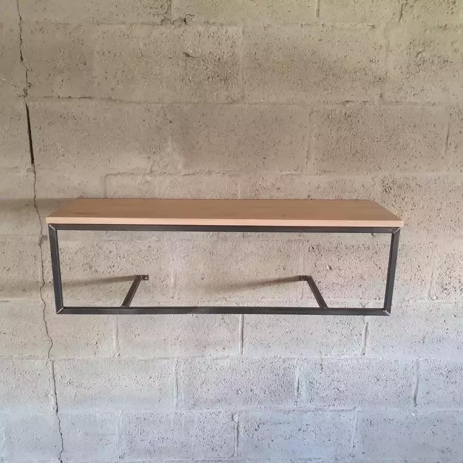 Maikku Kapstok Industriële Kapstok Eikenhout Zwart Frame 110cm breed