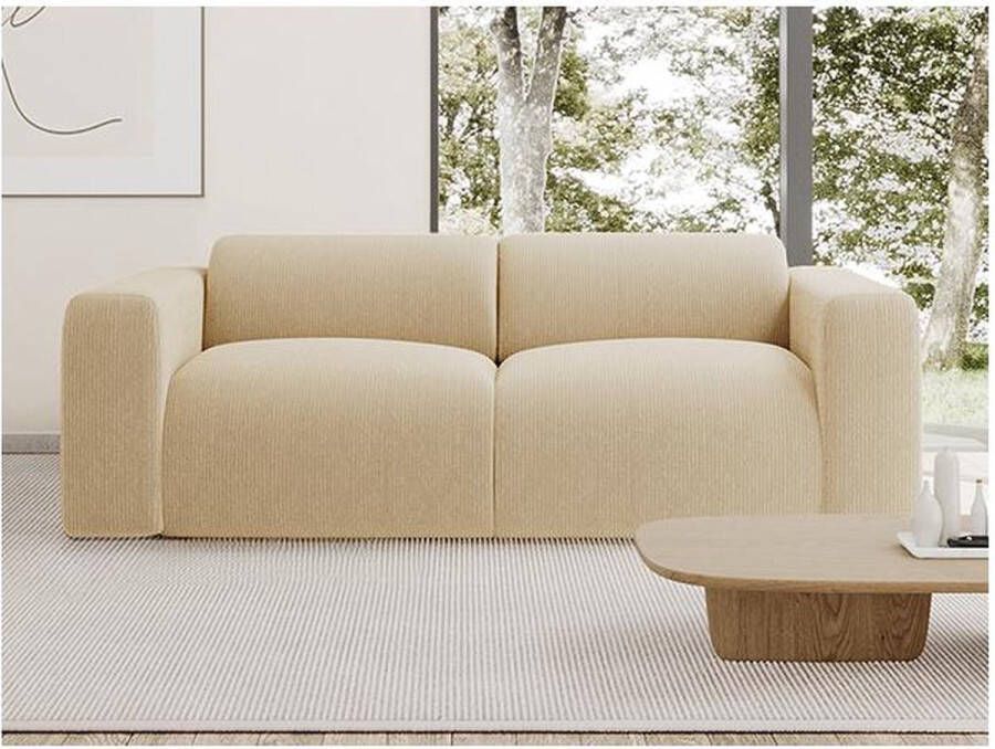 Vente-unique Maison Céphy Driezitsbank van beige stof met textuur POGNI van Maison Céphy L 205 cm x H 73 cm x D 97 cm