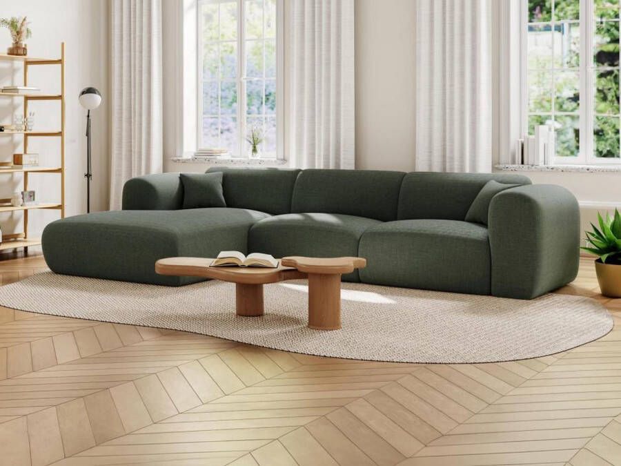 Vente-unique Grote hoekbank met hoek links van groene gechineerde stof POGNI van Maison Céphy L 280 cm x H 73 cm x D 165 cm - Foto 2