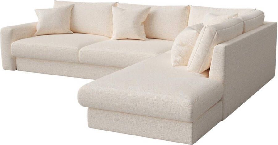 Vente-unique Zitbank met hoek rechts in beige stof JULINA van Maison Céphy L 267 cm x H 79 cm x D 254 cm - Foto 2